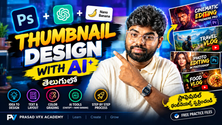 Thumbnail Design Course in Telugu | Photoshop + AI Tools